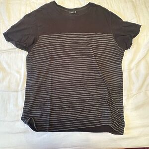 Vince Black and Gray Short Sleeve Tee with Stripes